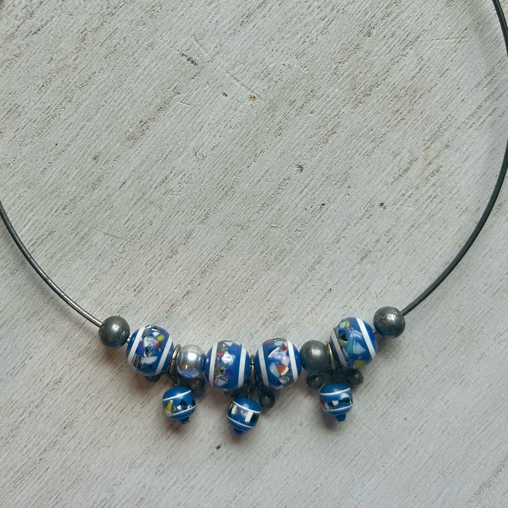 Vintage Millefiori Bead Choker Necklace Murano Style Vintage Necklace - Picture 3 of 13
